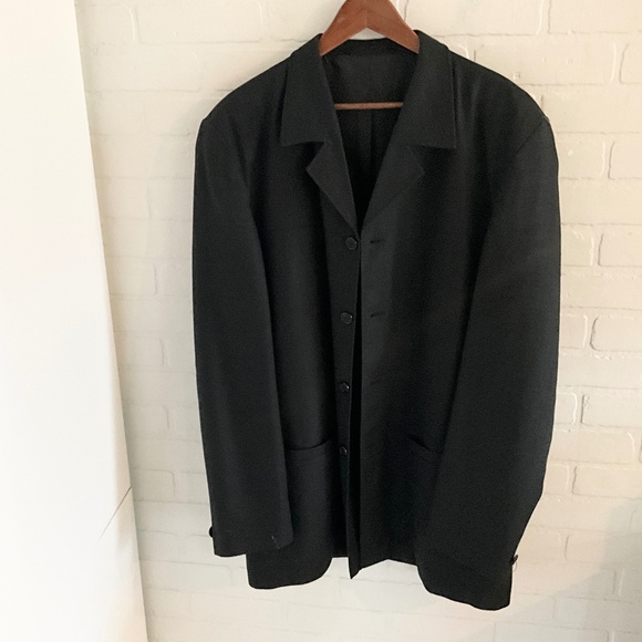 Vintage Men’s blazer overcoat Linen blend Button down Angelico Litrico Black 46L - Picture 4 of 15